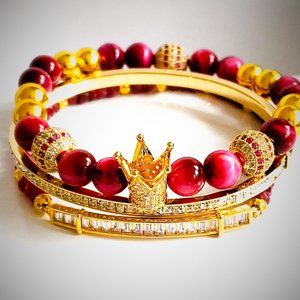 Women Fuchsia Tiger Eye and Ruby Crown Set